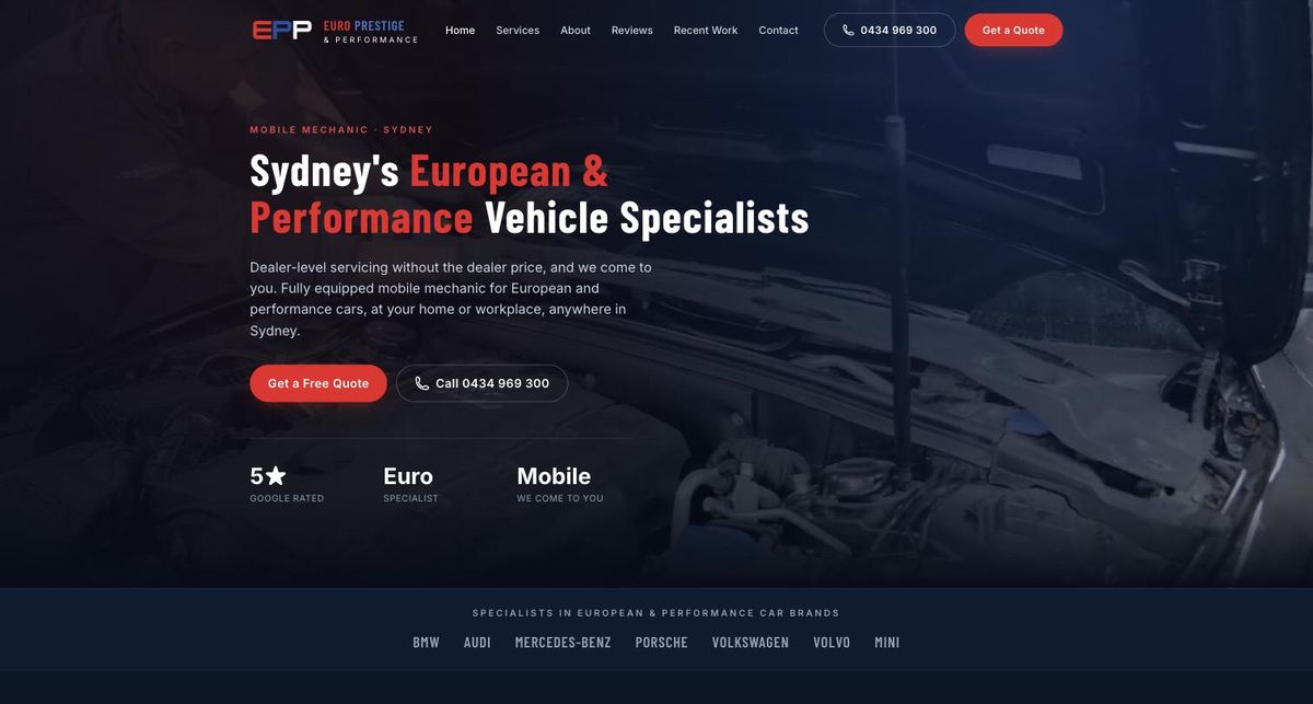 The Euro Prestige and Performance website