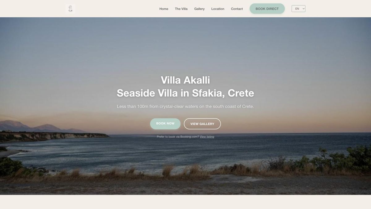 The Villa Akalli website